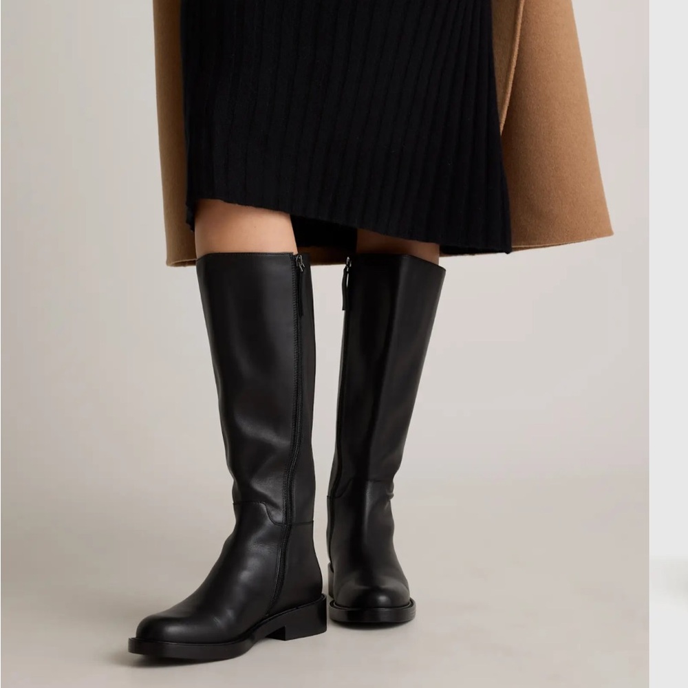 Black Leather Knee-High Boots